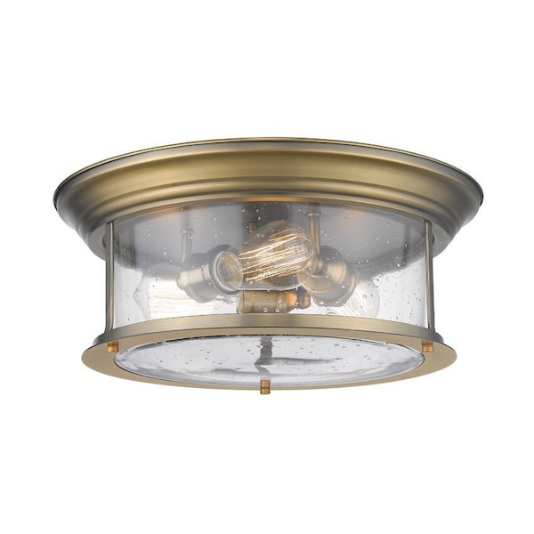 Z-Lite Sonna 3 Light Flush Mount, Heritage Brass And Clear Seedy 727F16-HBR - main